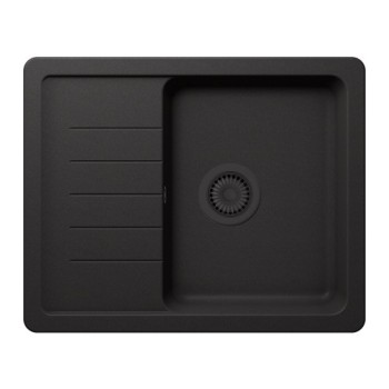 Set Schock Chiuveta Bucatarie Pinedo D-100XS 620x500mm Cristalite Nero cu parti vizibile si Baterie Prima negru