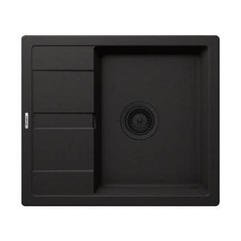 Set Schock Chiuveta Bucatarie Ronda D-100 580x500mm Cristalite Nero cu Parti vizibile negru si Baterie Kantus extractibil, negru