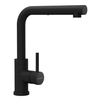 Set Schock Chiuveta Bucatarie Ronda D-100L 650x500mm Cristalite Nero cu Parti vizibile negru si Baterie Kantus extractibil negru