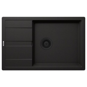 Set Schock Chiuveta Bucatarie Ronda D-100XL 780x500mm Cristalite Nero cu Parti vizibile negru si Baterie Schock Prima negru