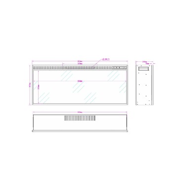 Semineu electric incorporabil ArtFlame TASMANIA, 367x883x160mm, 1500W, 2 trepte încălzire, 5 niveluri intensitate flăcări
