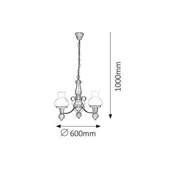Candelabru Rabalux 7078 Petronel E27 3x MAX 60W negru mat, sticla opal