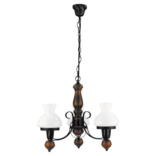 Candelabru Rabalux 7078 Petronel E27 3x MAX 60W negru mat, sticla opal