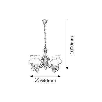 Candelabru Rabalux 7079 Petronel E27 5x MAX 60W negru mat, sticla opal