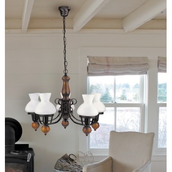 Candelabru Rabalux 7079 Petronel E27 5x MAX 60W negru mat, sticla opal
