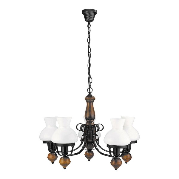 Candelabru Rabalux 7079 Petronel E27 5x MAX 60W negru mat, sticla opal