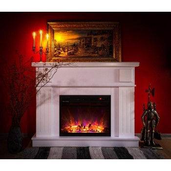 Semineu electric cu mobilier ArtFlame LORANCE & OLIMPIA, 1200 x 950 x 300 mm, alb, cu telecomanda