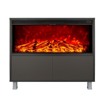 Semineu electric decorativ cu mobilier, Roberto & Tasmania, Gri închis, Art Flame 930 x 800 x 300