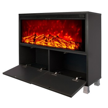 Semineu electric decorativ cu mobilier, Roberto & Tasmania, Gri închis, Art Flame 930 x 800 x 300
