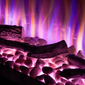 Semineu electric decorativ cu mobilier, Glow & Haiti 33, Gri/negru, Flacara multicolora, Art Flame 1100 x 880 x 350