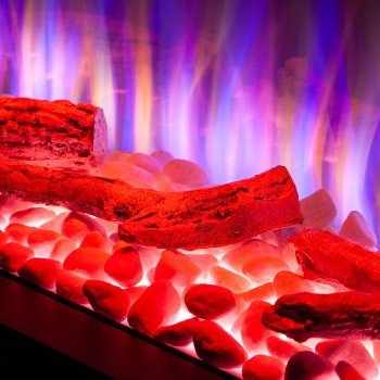 Semineu electric decorativ cu mobilier, Glow & Haiti 33, Gri/negru, Flacara multicolora, Art Flame 1100 x 880 x 350