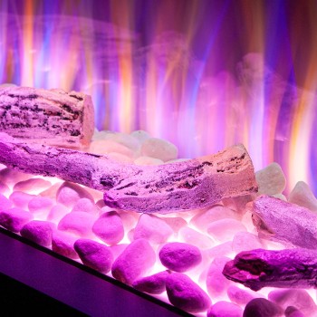 Semineu electric decorativ cu mobilier, Glow & Haiti 33, Gri/negru, Flacara multicolora, Art Flame 1100 x 880 x 350
