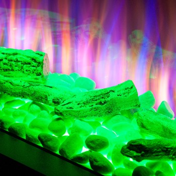 Semineu electric decorativ cu mobilier, Glow & Haiti 33, Gri/negru, Flacara multicolora, Art Flame 1100 x 880 x 350