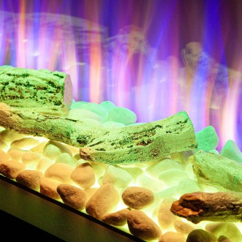 Semineu electric decorativ cu mobilier, Glow & Haiti 33, Gri/negru, Flacara multicolora, Art Flame 1100 x 880 x 350