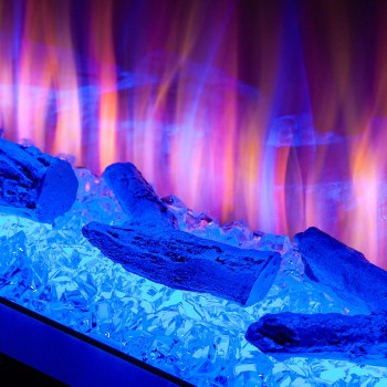 Semineu electric decorativ cu mobilier, Glow & Haiti 33, Gri/negru, Flacara multicolora, Art Flame 1100 x 880 x 350