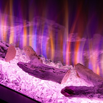 Semineu electric decorativ cu mobilier, Glow & Haiti 33, Gri/negru, Flacara multicolora, Art Flame 1100 x 880 x 350