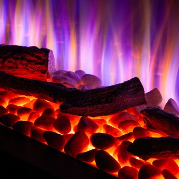 Semineu electric decorativ cu mobilier, Glow & Haiti 33, Gri/negru, Flacara multicolora, Art Flame 1100 x 880 x 350
