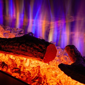 Semineu electric decorativ cu mobilier, Glow & Haiti 33, Gri/negru, Flacara multicolora, Art Flame 1100 x 880 x 350