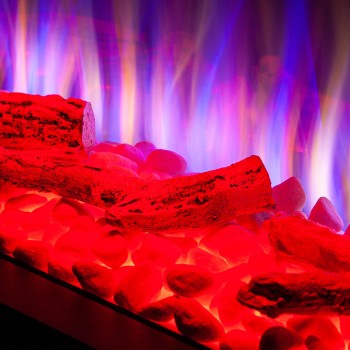 Semineu electric decorativ cu mobilier, Glow & Haiti 33, Gri/negru, Flacara multicolora, Art Flame 1100 x 880 x 350