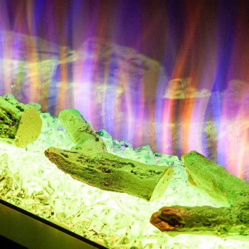 Semineu electric decorativ cu mobilier, Glow & Haiti 33, Gri/negru, Flacara multicolora, Art Flame 1100 x 880 x 350