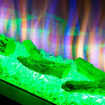 Semineu electric decorativ cu mobilier, Glow & Haiti 33, Gri/negru, Flacara multicolora, Art Flame 1100 x 880 x 350