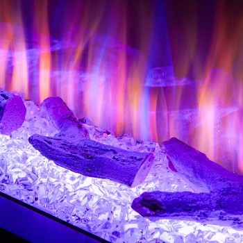 Semineu electric decorativ cu mobilier, Glow & Haiti 33, Gri/negru, Flacara multicolora, Art Flame 1100 x 880 x 350