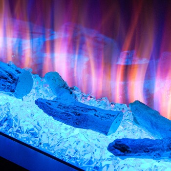 Semineu electric decorativ cu mobilier, Glow & Haiti 33, Gri/negru, Flacara multicolora, Art Flame 1100 x 880 x 350