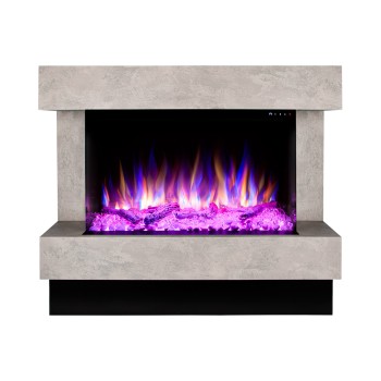 Semineu electric decorativ cu mobilier, Glow & Haiti 33, Gri/negru, Flacara multicolora, Art Flame 1100 x 880 x 350