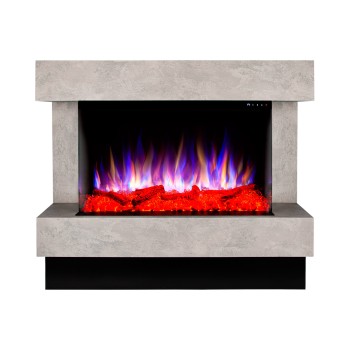 Semineu electric decorativ cu mobilier, Glow & Haiti 33, Gri/negru, Flacara multicolora, Art Flame 1100 x 880 x 350