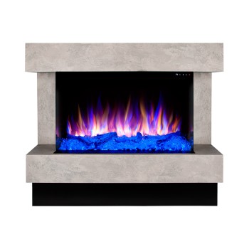 Semineu electric decorativ cu mobilier, Glow & Haiti 33, Gri/negru, Flacara multicolora, Art Flame 1100 x 880 x 350