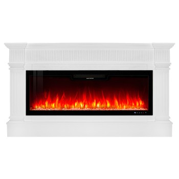 Semineu electric decorativ cu mobilier, Blaze maxi & Vegas 50, Alb, Flacara multicolora, Art Flame 1800 x 1000 x 300