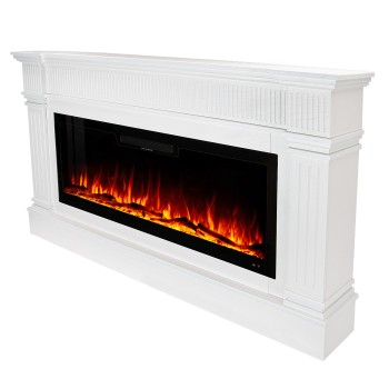 Semineu electric decorativ cu mobilier, Blaze maxi & Vegas 50, Alb, Flacara multicolora, Art Flame 1800 x 1000 x 300