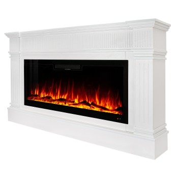 Semineu electric decorativ cu mobilier, Blaze maxi & Vegas 50, Alb, Flacara multicolora, Art Flame 1800 x 1000 x 300