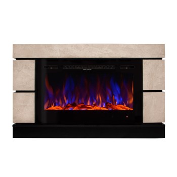 Semineu electric decorativ cu mobilier, Harmony & Adeli, Bej/negru, Flacara multicolora, Art Flame 1350 x 825 x 270