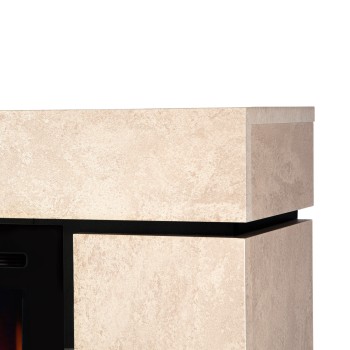 Semineu electric decorativ cu mobilier, Harmony & Adeli, Bej/negru, Flacara multicolora, Art Flame 1350 x 825 x 270