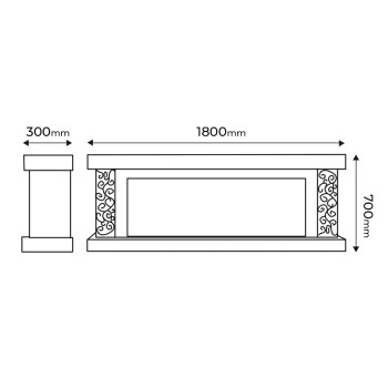 Semineu electric decorativ cu mobilier, Galateea maxi & Schubert 50, Bej/negru, Flacara multicolora, Art Flame 1800 x 700 x 275