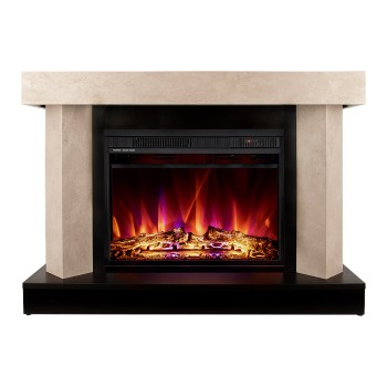 Semineu electric decorativ cu mobilier, Palermo mini & Lorance, Bej/negru, Flacara multicolora, Art Flame 1050 x 750 x 320
