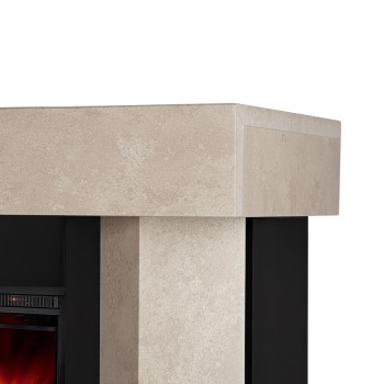 Semineu electric decorativ cu mobilier, Palermo mini & Lorance, Bej/negru, Flacara multicolora, Art Flame 1050 x 750 x 320