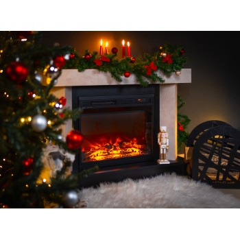 Semineu electric decorativ cu mobilier, Palermo mini & Lorance, Bej/negru, Flacara multicolora, Art Flame 1050 x 750 x 320