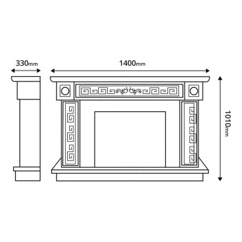 Semineu electric decorativ cu mobilier, Versailles gold maxi & Richi, Fildeș, Art Flame 1400 x 1010 x 330
