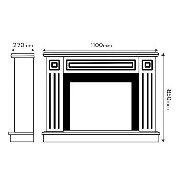 Semineu electric decorativ cu mobilier, Tiffany & Mars, Alb, Art Flame 1100 x 850 x 270