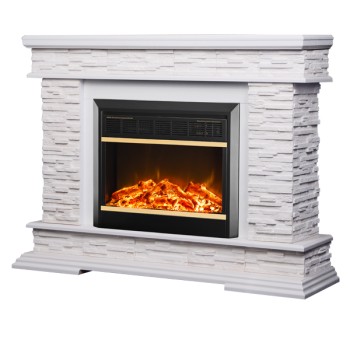 Semineu electric decorativ cu mobilier, Stone & Mars, Alb, Art Flame 1180 x 880 x 305