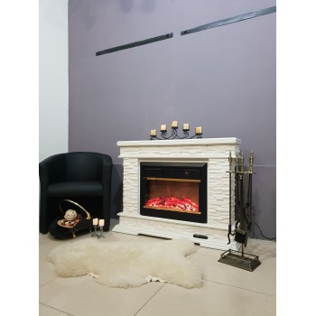 Semineu electric decorativ cu mobilier, Stone & Mars, Alb, Art Flame 1180 x 880 x 305