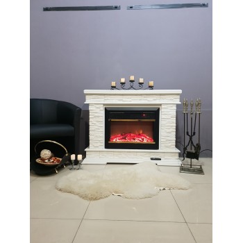 Semineu electric decorativ cu mobilier, Stone & Mars, Alb, Art Flame 1180 x 880 x 305