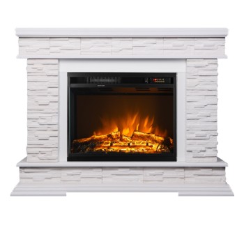 Semineu electric decorativ cu mobilier, Stone & Lorance, Alb, Flacara multicolora, Art Flame 1180 x 880 x 305