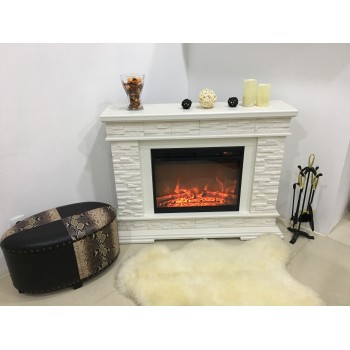 Semineu electric decorativ cu mobilier, Stone & Lorance, Alb, Flacara multicolora, Art Flame 1180 x 880 x 305