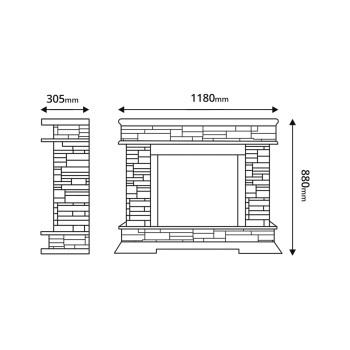 Semineu electric decorativ cu mobilier, Stone & Lorance, Alb, Flacara multicolora, Art Flame 1180 x 880 x 305