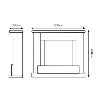 Semineu electric decorativ cu mobilier, Sting & Mars, Alb/Nuc, Art Flame 800 x 700 x 300