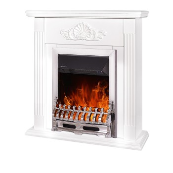 Semineu electric decorativ cu mobilier, Sorina & Galileo Silver, Alb, Art Flame 900 x 900 x 270