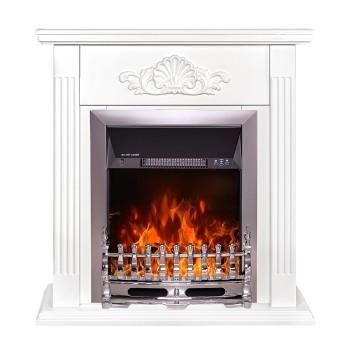 Semineu electric decorativ cu mobilier, Sorina & Galileo Silver, Alb, Art Flame 900 x 900 x 270